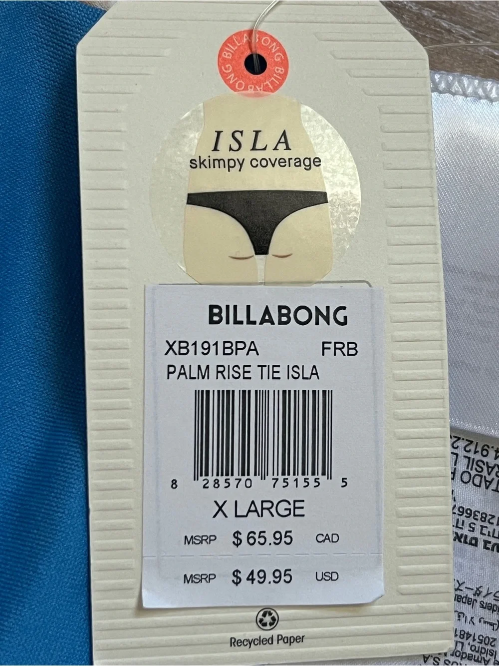 Billabong Palm Rise Isla Tie Side Bikini Bottom Blue Floral Tropical XL Skimpy